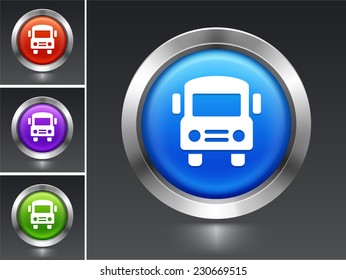 School bus on Blue Round Button