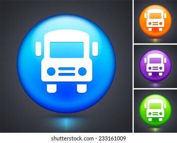 School bus on Blue Round Button