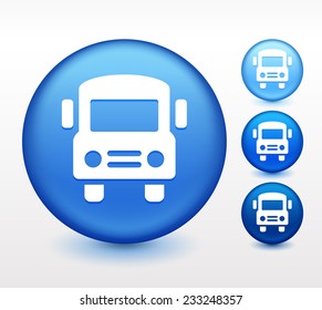 School bus on Blue Round Button