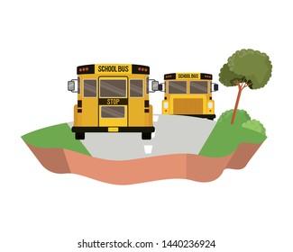 school bus on the highway isolated icon
