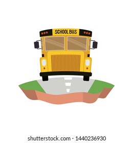 school bus on the highway isolated icon