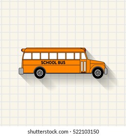 School bus on mathematical squares paper