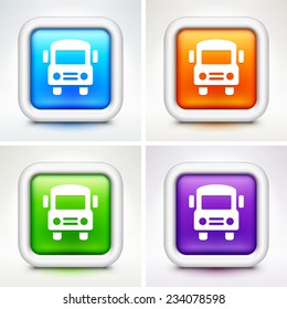 School bus on Multi Color Square Buttons