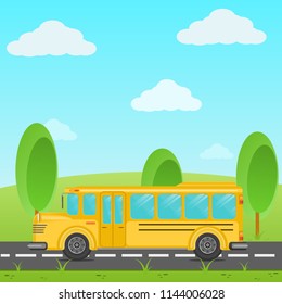 school bus on road Creative vector illustration