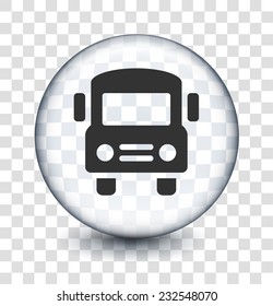 School bus on Transparent Round Button