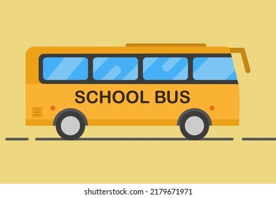 Ein Schulbus ist unterwegs. Vektorgrafik