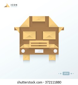 School Bus origami icon  paper design
