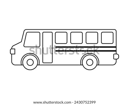 school bus outline for coloring book template, school bus illustration for kid worksheet printable