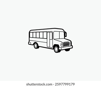 school bus outline vector art black color illustration design
