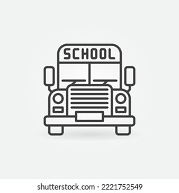 School Bus outline vector concept icon. Front view