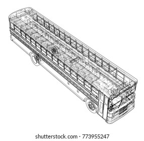 School bus outline vector. Vector EPS10 format, rendering of 3d