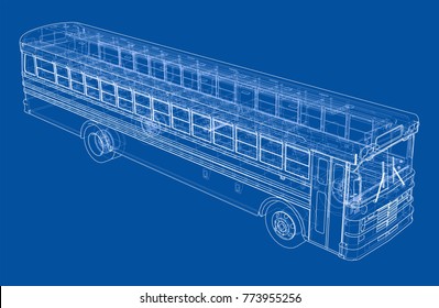 School bus outline vector. Vector EPS10 format, rendering of 3d
