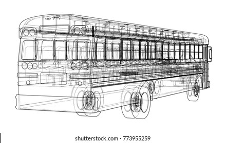 School bus outline vector. Vector EPS10 format, rendering of 3d
