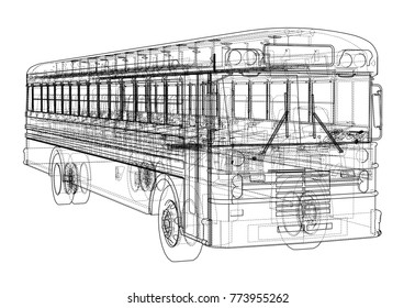 School bus outline vector. Vector EPS10 format, rendering of 3d