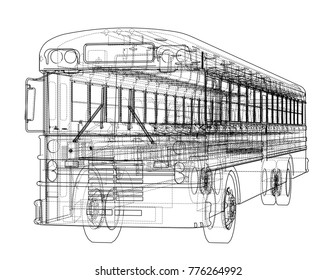 School bus outline vector. Vector EPS10 format, rendering of 3d