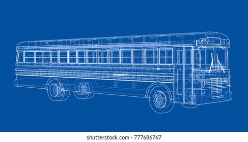 School bus outline vector. Vector EPS10 format, rendering of 3d