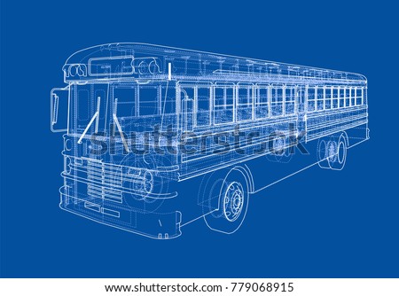School bus outline vector. Vector EPS10 format, rendering of 3d