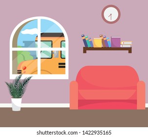 School bus outside home design