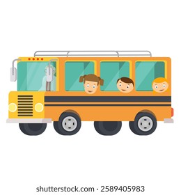 School bus. Passenger bus, vector illustration