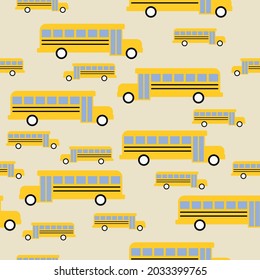 school bus pattern vector. flat pattern image of childrens school bus in yellow color.