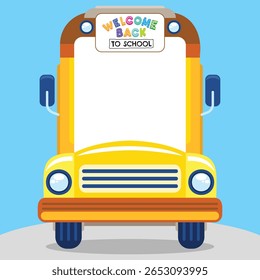 School bus photo frame template vector illustration