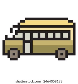 School bus in pixel art style