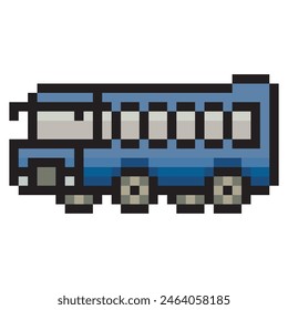 School bus in pixel art style