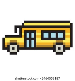 School bus in pixel art style