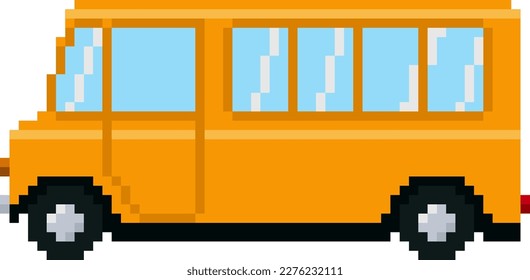 School bus pixel art. Vector illustration on a white background.