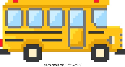 School bus pixels on a white background. Back to school