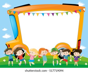 School bus poster with kids