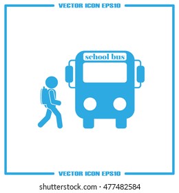 school bus and pupil icon vector