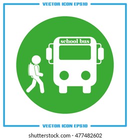 school bus and pupil icon vector