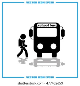 school bus and pupil icon vector