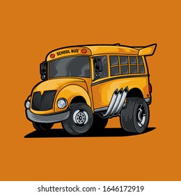 School bus racing vector illustration
