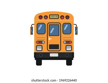 School bus, rear view. simple flat illustration.