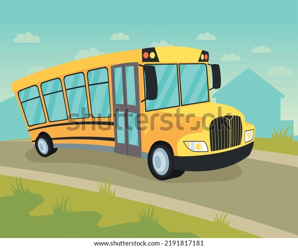 school bus in road\
scene