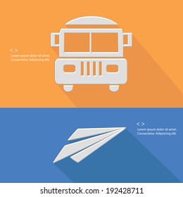 School bus and rocket symbol,Blank for text,vector