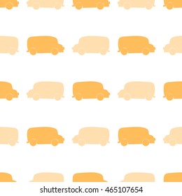 School bus. Seamless pattern. Yellow silhouette. Illustration for your design.