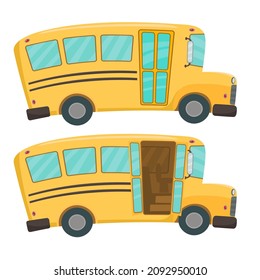 School Bus with separate elements doors open and close