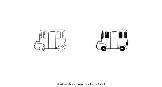School Bus definir ícone com fundo branco vetor ilustração stock