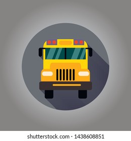 School bus with shadow in ellipse