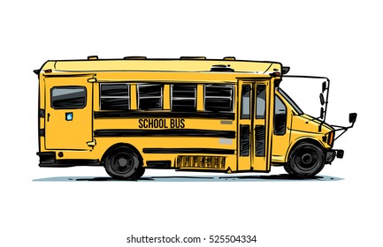 School Bus side view. Color illustration