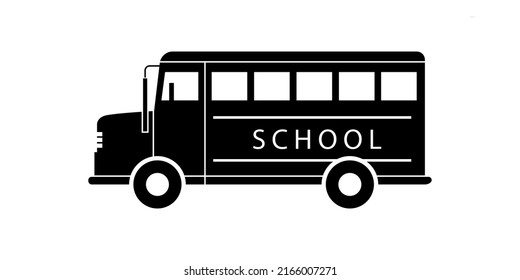 School bus side view illustration vector black color isolated. Bus icon.