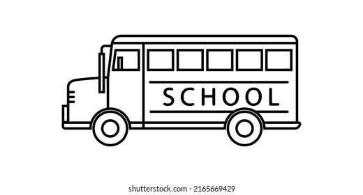 School bus side view outline illustration vector isolated. School bus icon