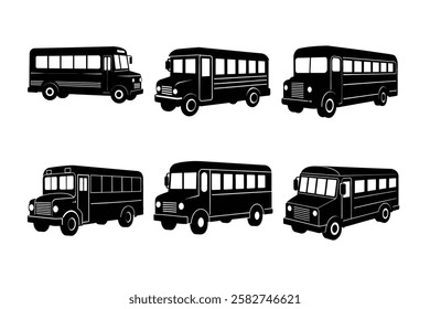 School Bus Silhouette Template Icon Design