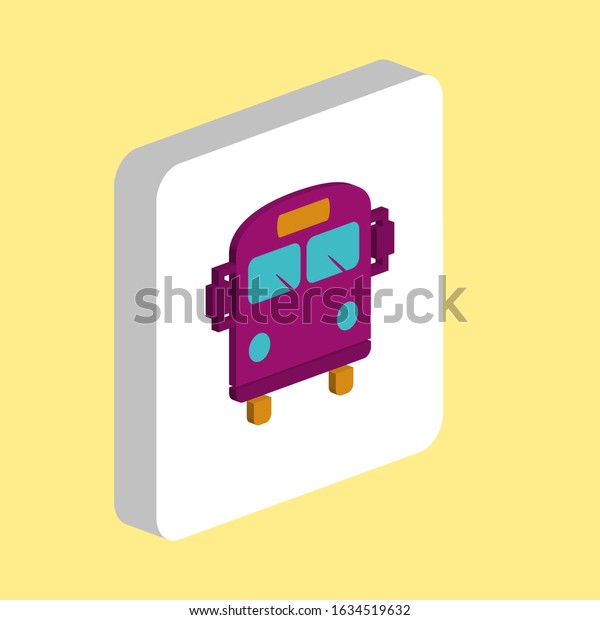 School Bus\
Simple vector icon. Illustration symbol design template for web\
mobile UI element. Perfect color isometric pictogram on 3d white\
square. School Bus icons for business\
project