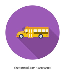 School bus. Single flat color icon. Vector illustration.
