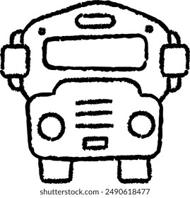 School Bus Sketch Handdrawn Vector Icon