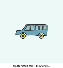 school bus sketch icon. Element of education icon for mobile concept and web apps. Field outline school bus sketch icon can be used for web and mobile on blue background
